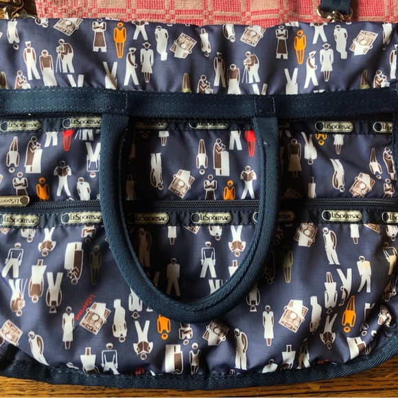 Lesportsac Large Navy Tote with Professions Print - Picture 3 of 10